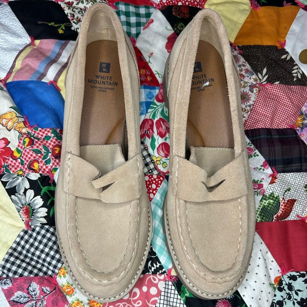 White Mountain  Suede Loafers in Beige